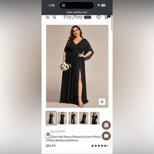 pretty ELYAN size 22
Half Sleeve Pleated A-Line V-Neck Chiffon Bridesmaid Dress